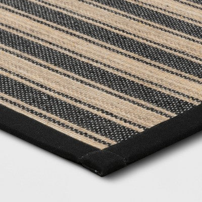 34 x 20 Vintage Striped Kitchen Rug Black/Brown - Threshold : Skid-Resistant Indoor Runner Mat, Machine Washable