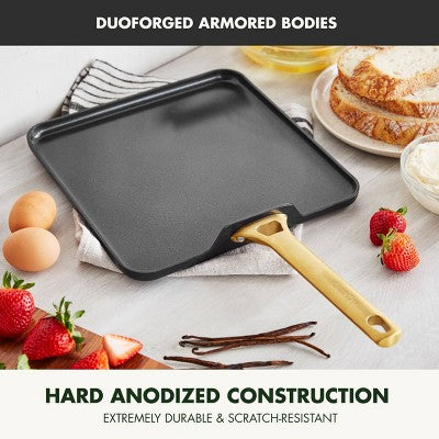 GreenPan Reserve 11 Inch Hard Anodized Healthy Ceramic Nonstick Square Griddle Black *Damaged Packaging* *Scratched on Bottom*