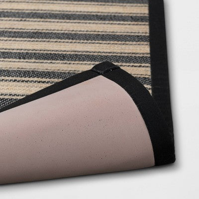 34 x 20 Vintage Striped Kitchen Rug Black/Brown - Threshold : Skid-Resistant Indoor Runner Mat, Machine Washable