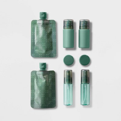 8pc Complete Travel Toiletry Set Dark Ivy - Open Story