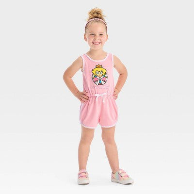 Girls' 2T Nintendo Princess Peach Romper - Pink
