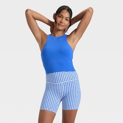 Women's L Everyday Soft High Neck Cropped Support Tank Top - All In Motion Royal Blue