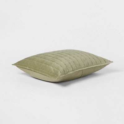 Standard Channel Stitch Velvet Quilt Sham Green - Threshold : Cotton Backing, OEKO-TEX Certified, No Flange