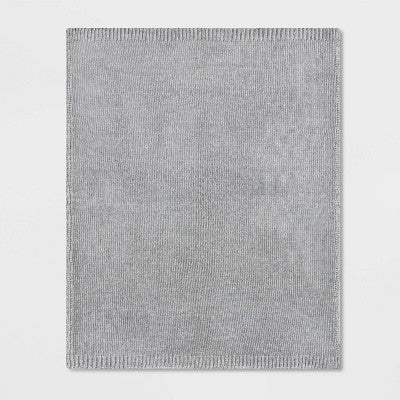 60x50 Inch Shiny Chenille Throw Blanket Light Gray - Project 62