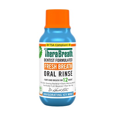 TheraBreath Fresh Breath Mouthwash Alcohol-Free - Icy Mint - 3 fl oz **Exp 08/2026**