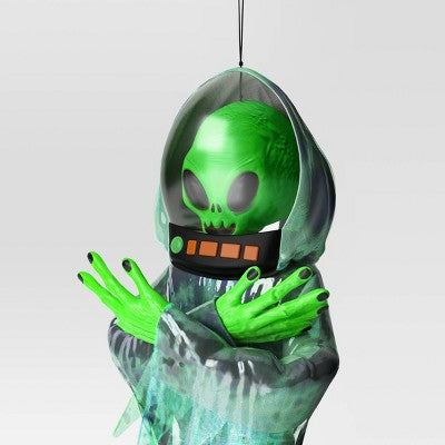 60" Animated Lit Glows under Blacklight Alien Ghoul Halloween Decorative Prop - Hyde and EEK! Boutique *Crack In Helmet*