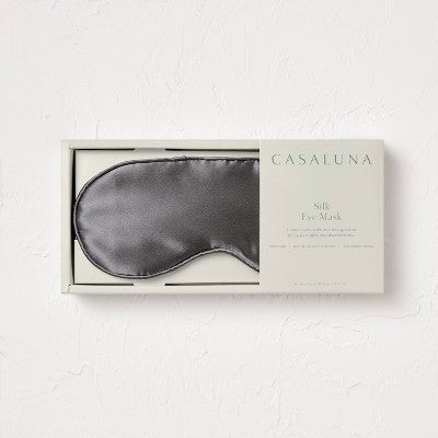 Solid Silk Eye Mask Dark Gray - Casaluna : Adjustable, Hand Washable, Polyester Filled, OEKO-TEX Certified