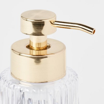 Ribbed Foaming Glass Soap Pump Clear - Threshold