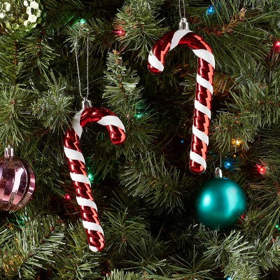 2ct Candy Cane Christmas Tree Ornament Set Red/White - Wondershop