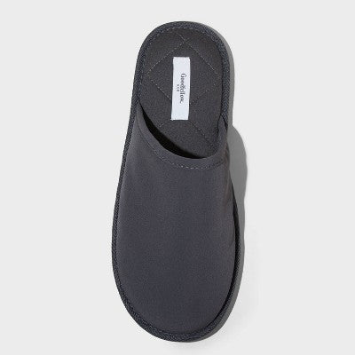 Men's S (7/8) Beau Scuff Slippers - Goodfellow & Co Charcoal Gray Slip-on, Indoor/Outdoor Sole, Backless Design