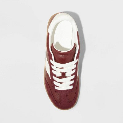 Women's 8.5 Spencer Fashion Sneakers with Memory Foam Insole - Universal Thread Burgundy Lace Up, Low Top, Textured Outsole