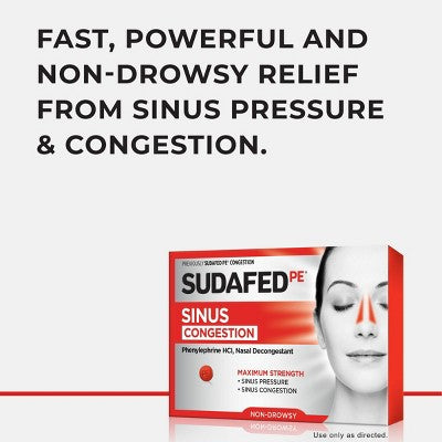 Sudafed PE Maximum Strength Congestion & Sinus Pressure Relief Tablets - 36ct *Exp 10/26* *Open Box Inner Seal Intact*