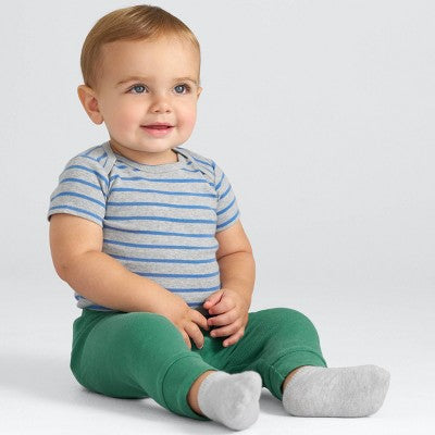 Boys' 12M Carter's Just One You Baby 2pk Pants - Green/White Dinosaur Pattern, Slim Fit, Pull-On Style