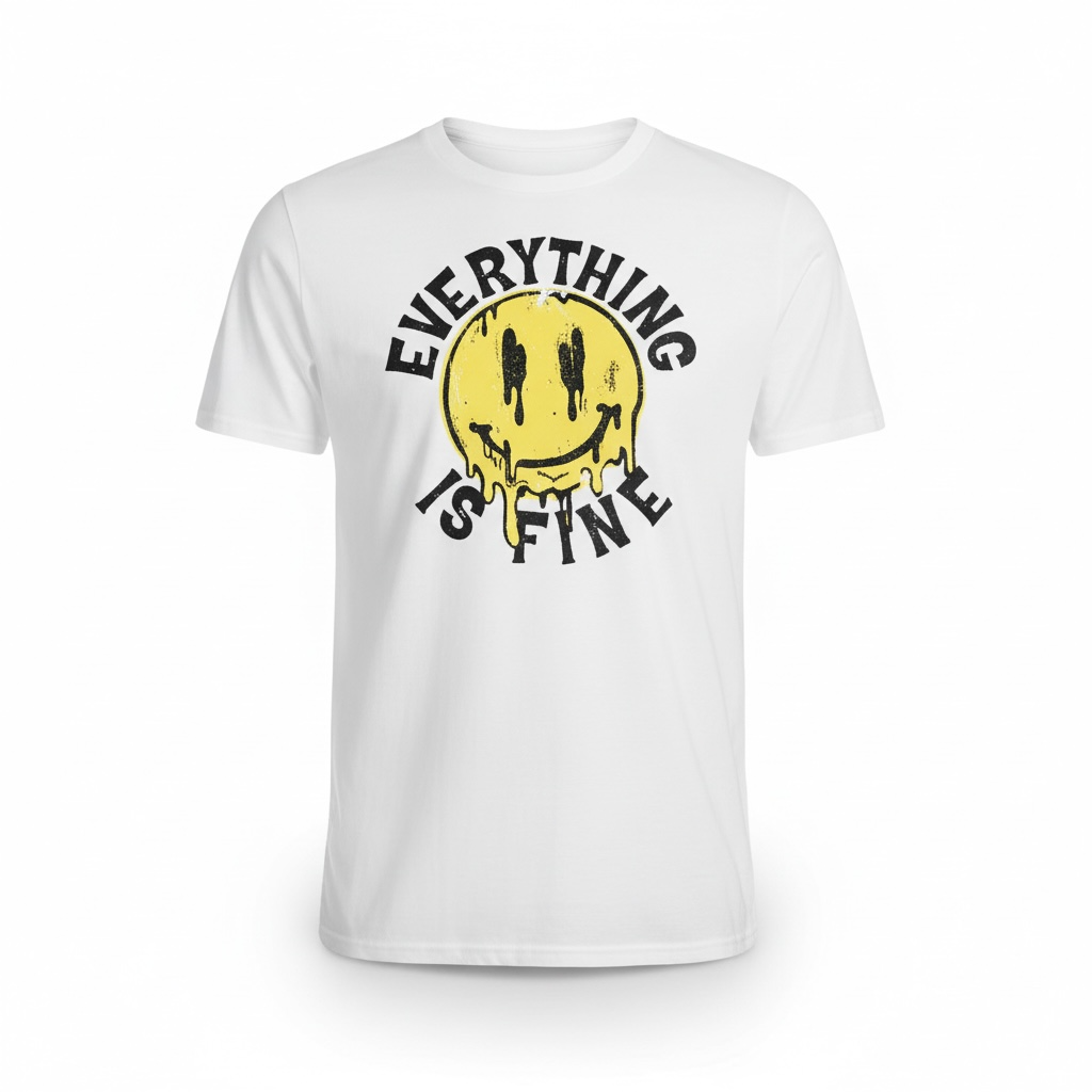 Men's Everything is Fine Smiley Face Graphic T-Shirt