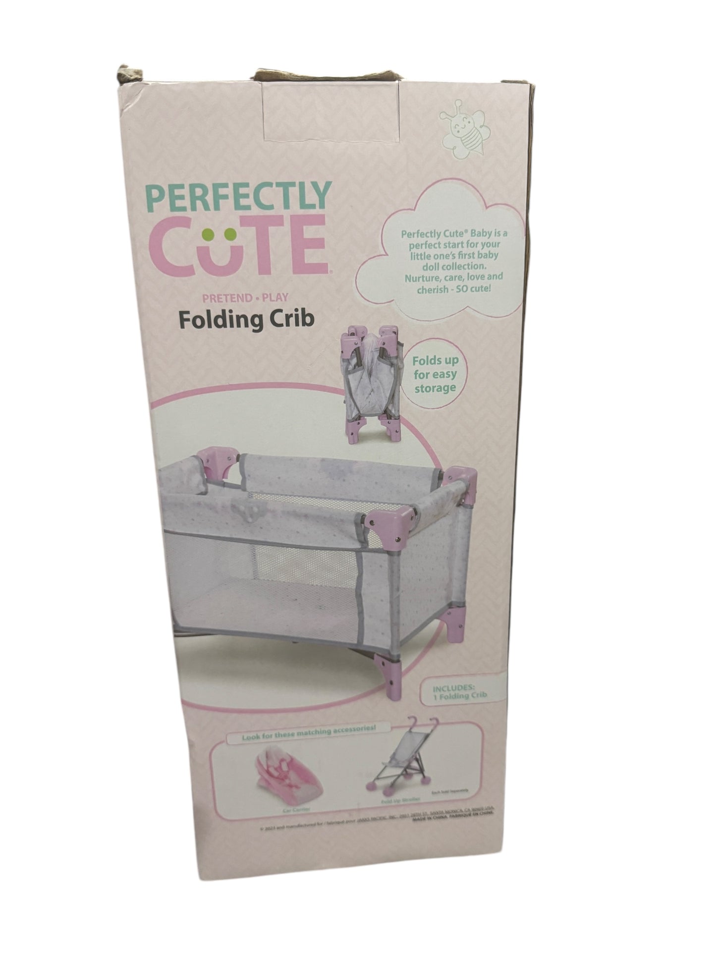 Perfectly Cute Star Print Folding Crib for Baby Doll