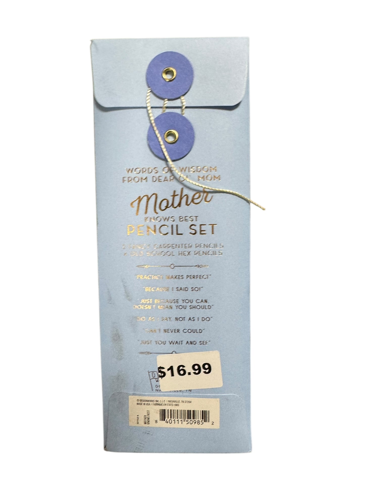 DesignWorks Ink Mother Knows Best Engraved Pencil Set Includes 6 Wooden Graphite Pencils with 2 Carpenter Pencils & 4 No. 2 Pencils with Erasers in a Boxed Set