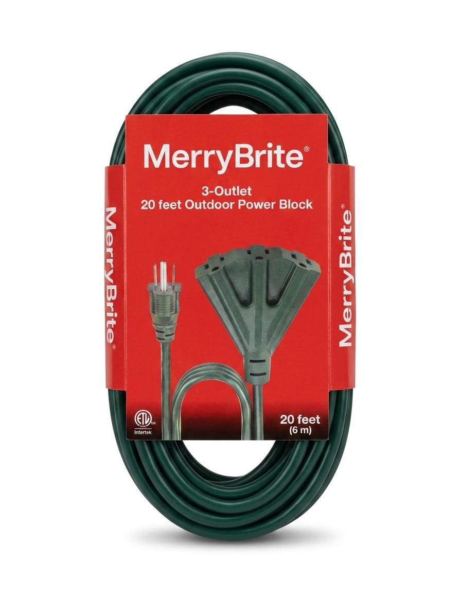 MerryBrite 3-Outlet 20ft Outdoor Power Block