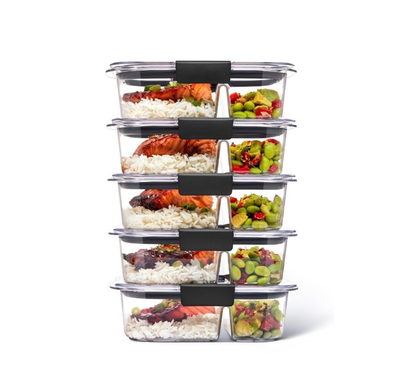 Rubbermaid 5pk 2.85 cup Brilliance Meal Prep Containers, 2-Compartment