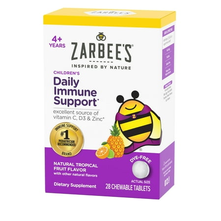Zarbee's Children's Daily Immune Support Chewable Tablet, 28 Count **Exp 08/2026** **Damaged Box**