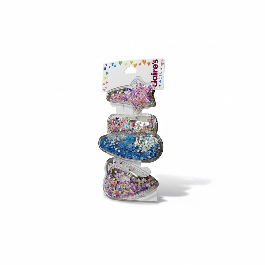 Claire's Glitter Star & Heart Hair Clip Set