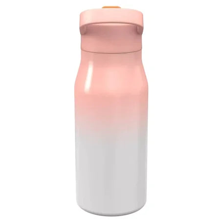 Zak Designs 14 fl oz Double Walled Stainless Steel Tranquility Insulated Straw Bottle - Blush Ombre