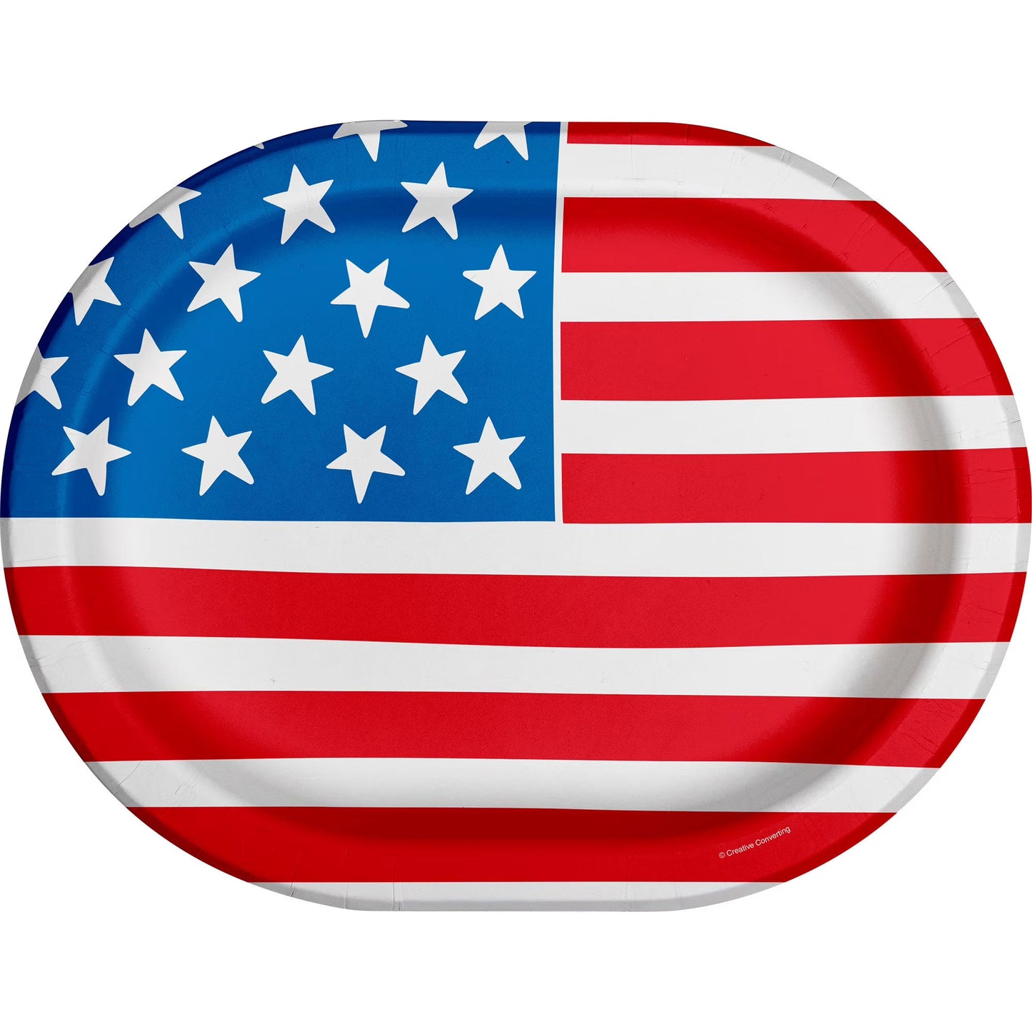 Oval USA Flag Plates 8Pcs