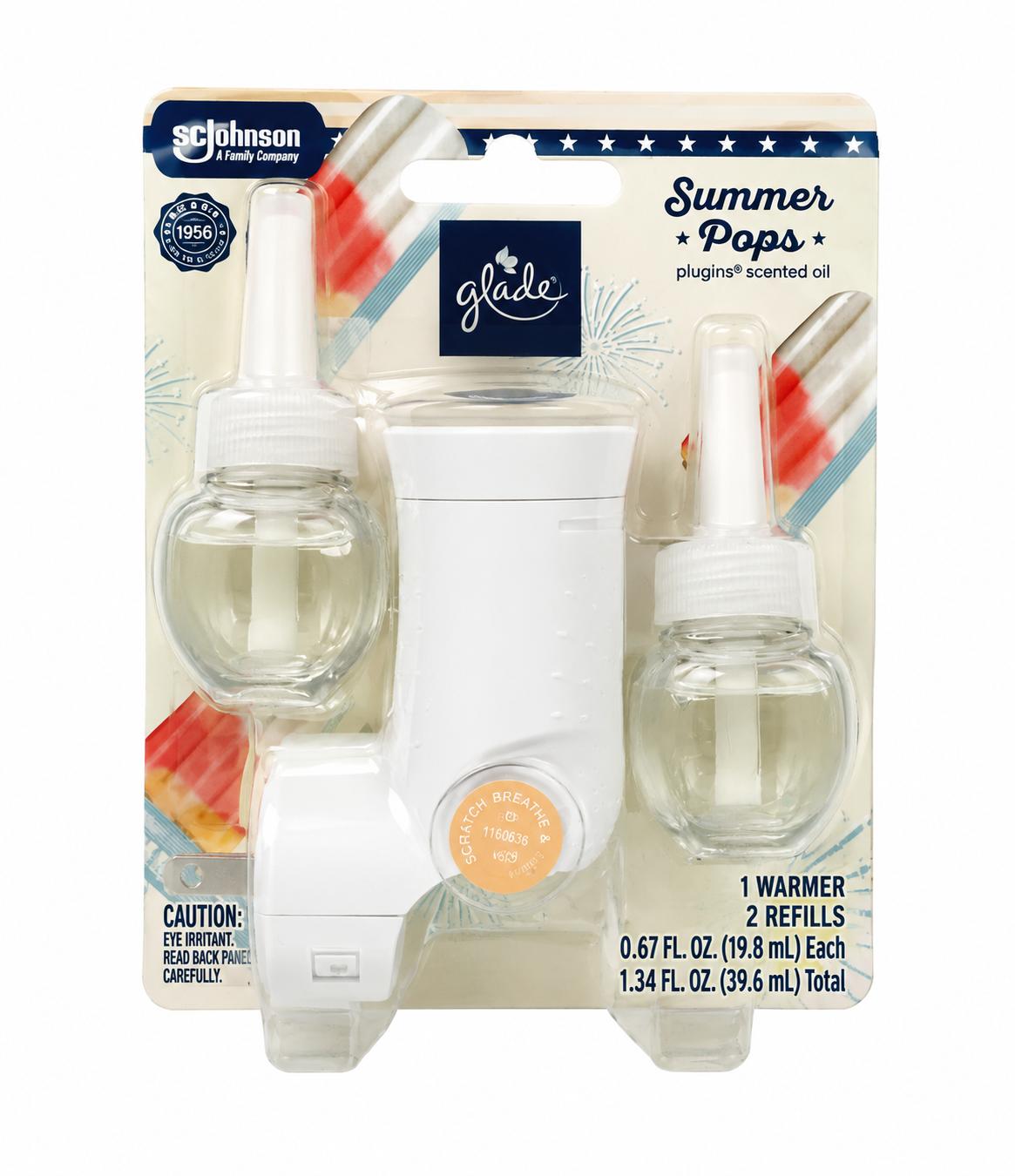 Glade PlugIns Summer Pops Scented Oil Warmer + 2 Refills
