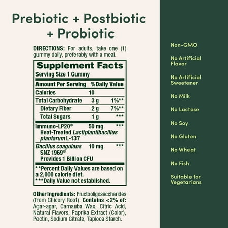 Nature's Bounty Pre + Pro + Postbiotic Gummies for Digestive Health, Immune Support, 30 Gummies **Exp 06/2026**