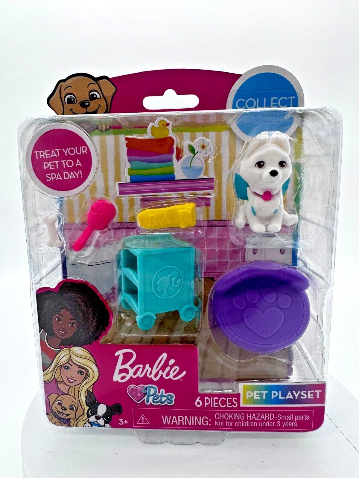 Barbie Pets 6 Piece Pet Play Set White Puppy Child Kid Toy Gift Pet Spa Day