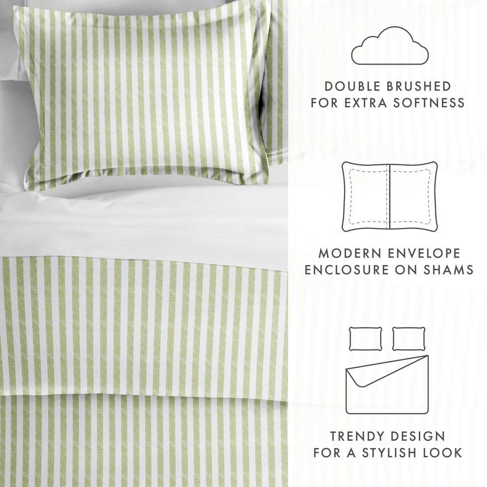 Rugged Stripes Patterned Performance Sage Twin 3-Piece Duvet Cover Set
