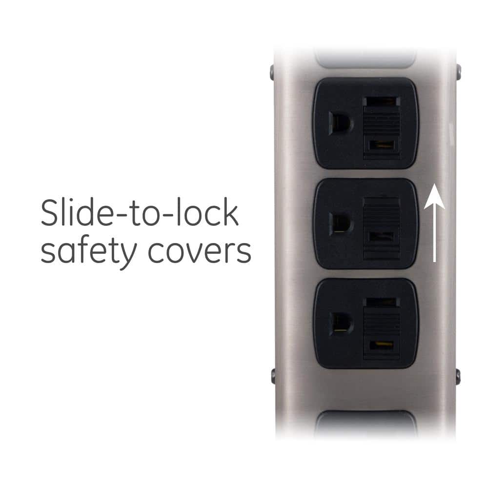 5-Outlet 2-USB Port Surge Protector with 4 ft. Extension Cord, Brushed Nickel