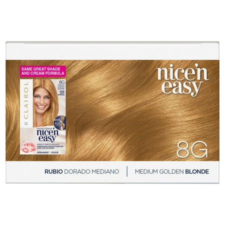 Clairol Nice'n Easy Permanent Hair Color Cream, 8G Medium Golden Blonde, Hair Dye **Damaged Box**
