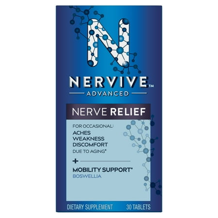 Nervive Advanced Nerve Pain + Mobility, Aches and Pains, Weakness, Discomfort, 30 Tablets *Damaged Packaging* *Exp 10/2025* *May Be Missing Box*