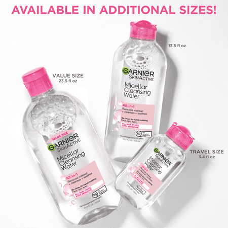 Garnier SkinActive Micellar Cleansing Water All in 1 Makeup Remover, Adult, 3.4 fl oz