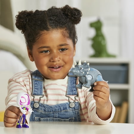 Marvel Spidey and His Amazing Friends Dino-Webs, Ghost-Spider & Rhino Dino Action Figures *Damaged Package*