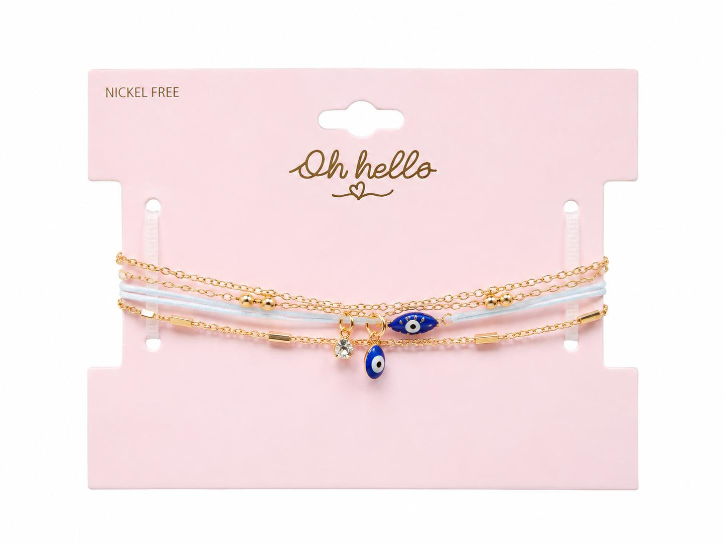 Oh Hello Gold-Tone Eye Layered Charm Bracelet Set