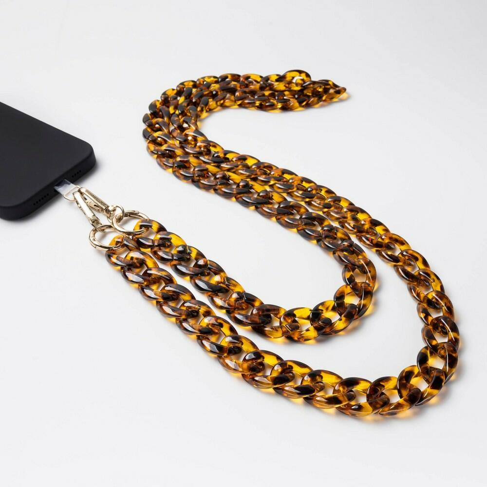 Hello Lux Phone Crossbody Strap - Shiny Tortoise Resin Link
