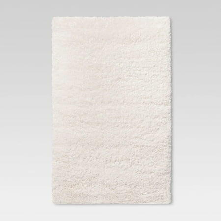 4'x5'6" Washable Plush Shag Accent Rug Cream - Room Essentials