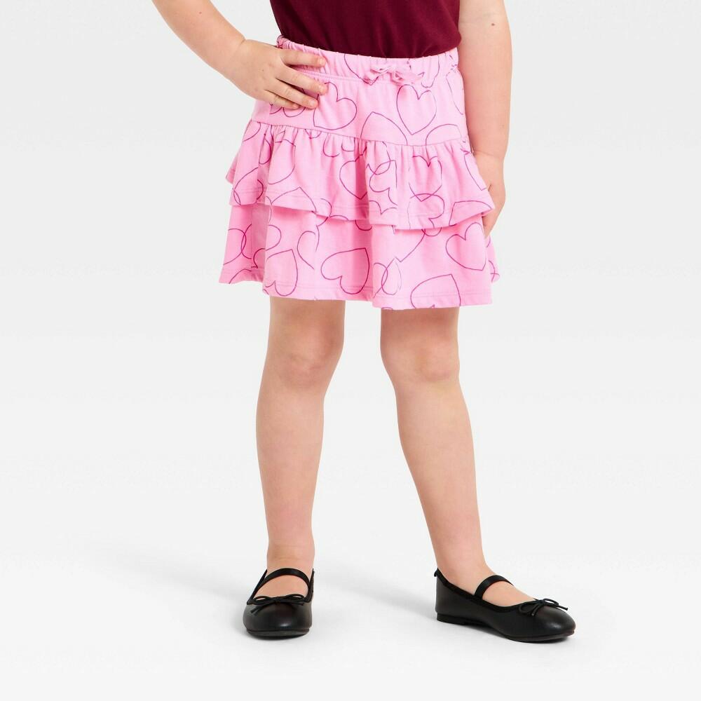 4T Cat & Jack Toddler Girls' Hearts Skort, Pink