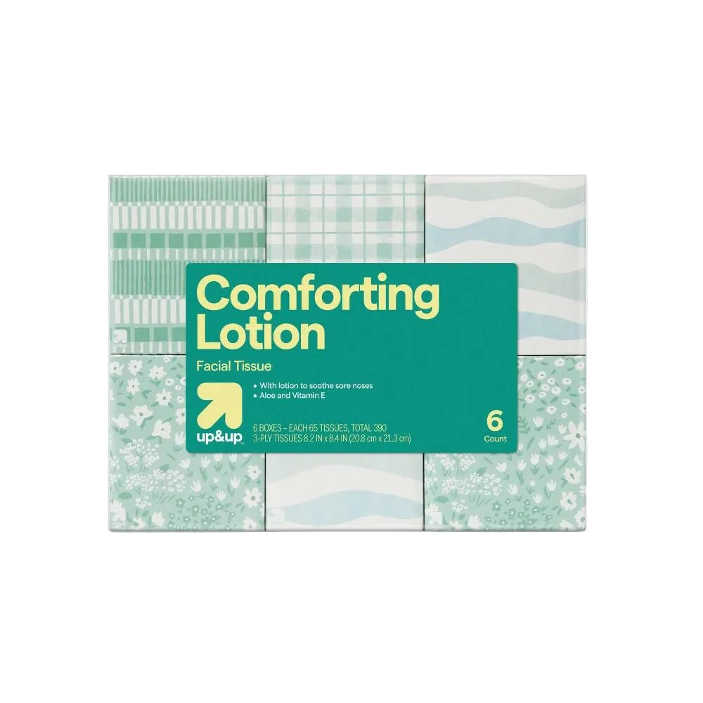 Facial Tissue with Lotion 3-Ply - 6pk/65ct