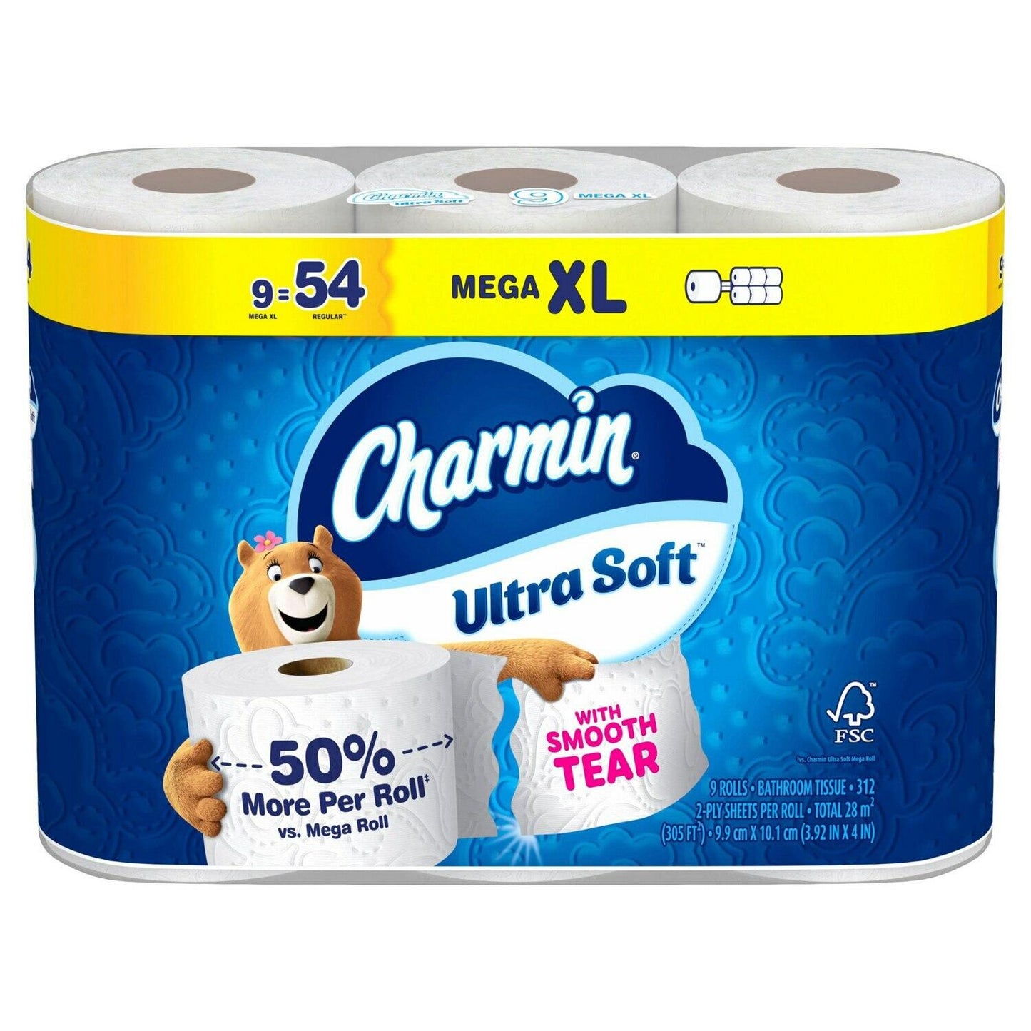 Charmin Ultra Soft Toilet Paper 9 Super Mega Rolls