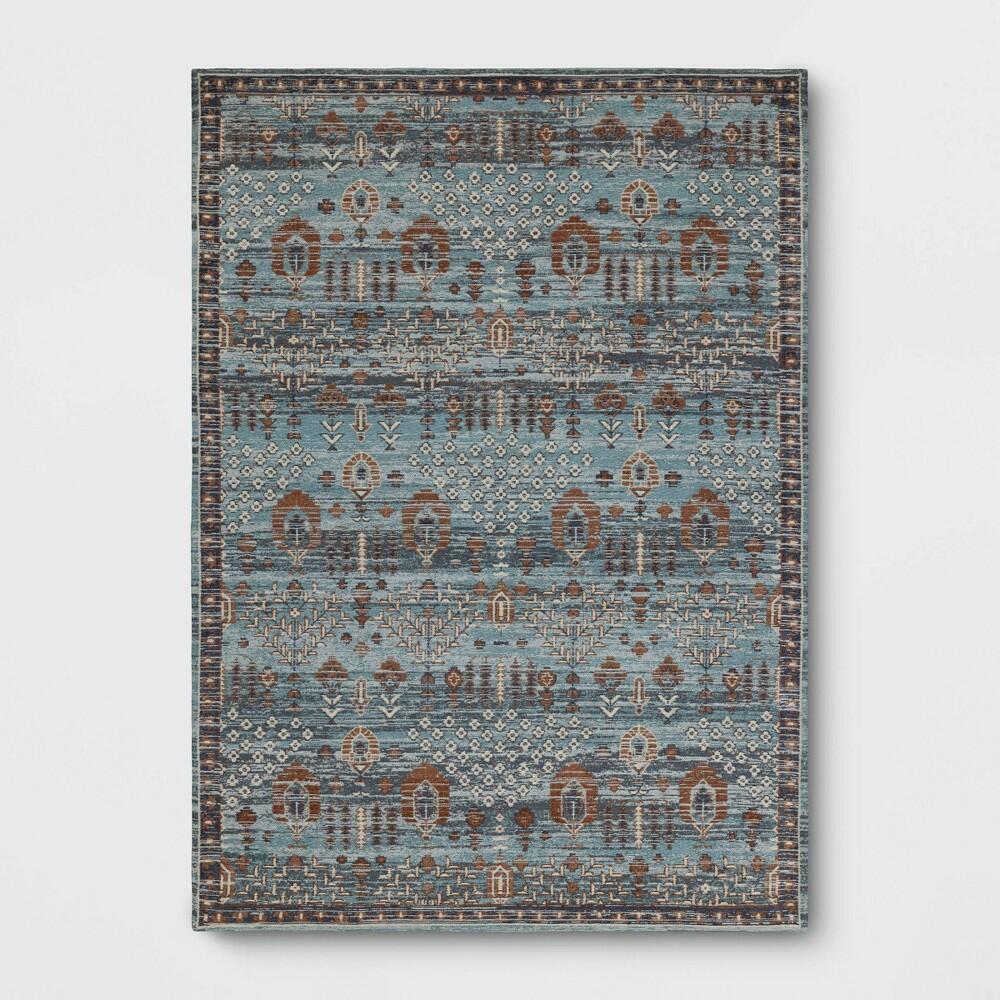 5'x7' Woven Flatweave Area Rug Blue - Threshold
