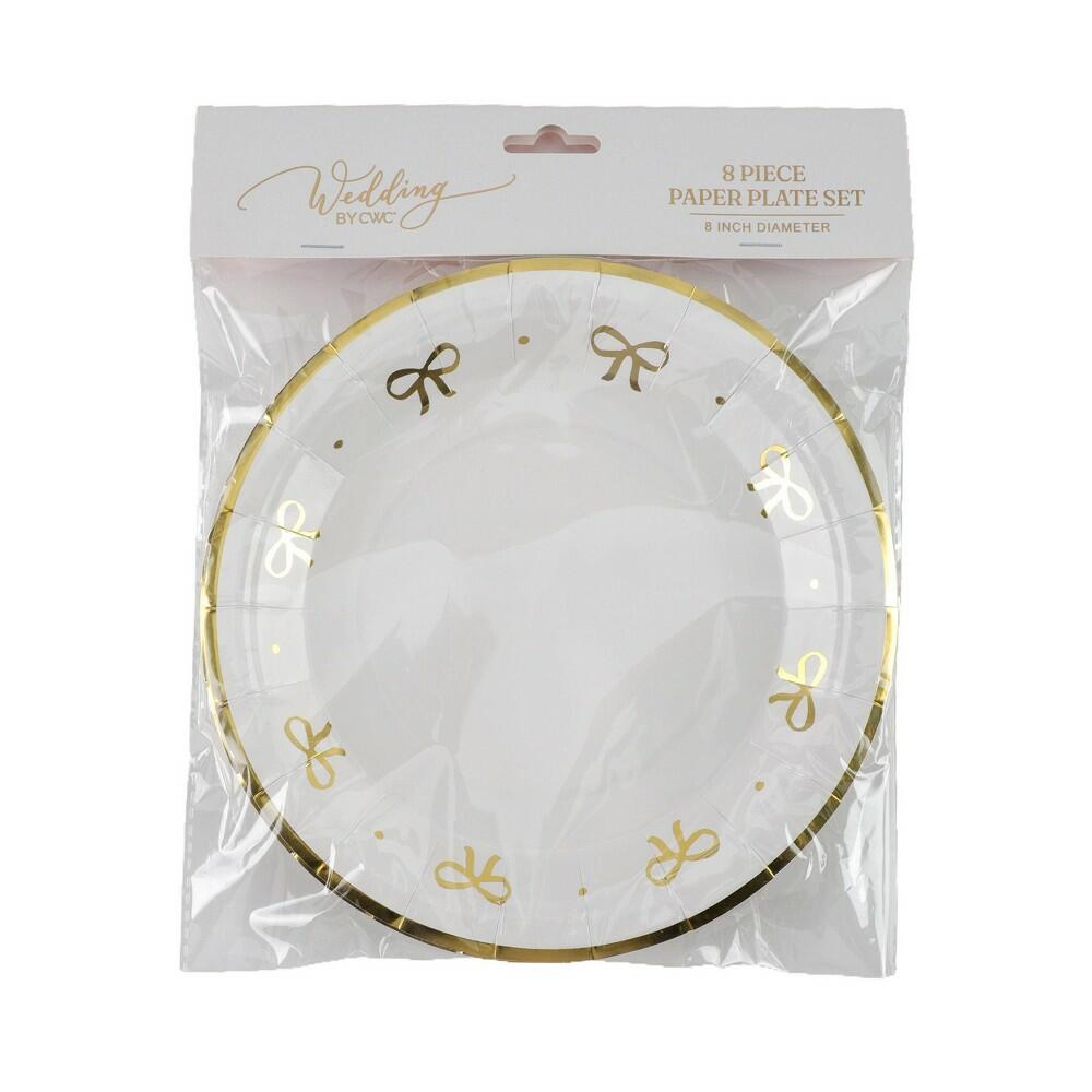 Cook With Color 8pk Plastic Plates Gold Bows