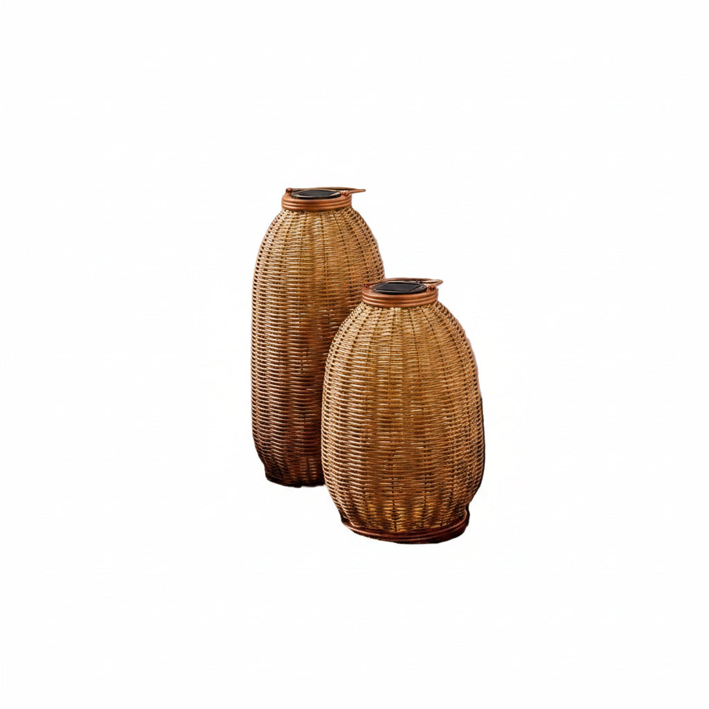 18" Rattan Solar Outdoor Patio Lantern
