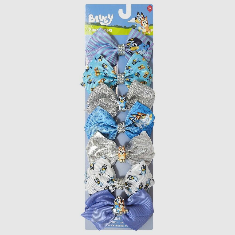 Girls' Bluey Bow 7pk Bow Set