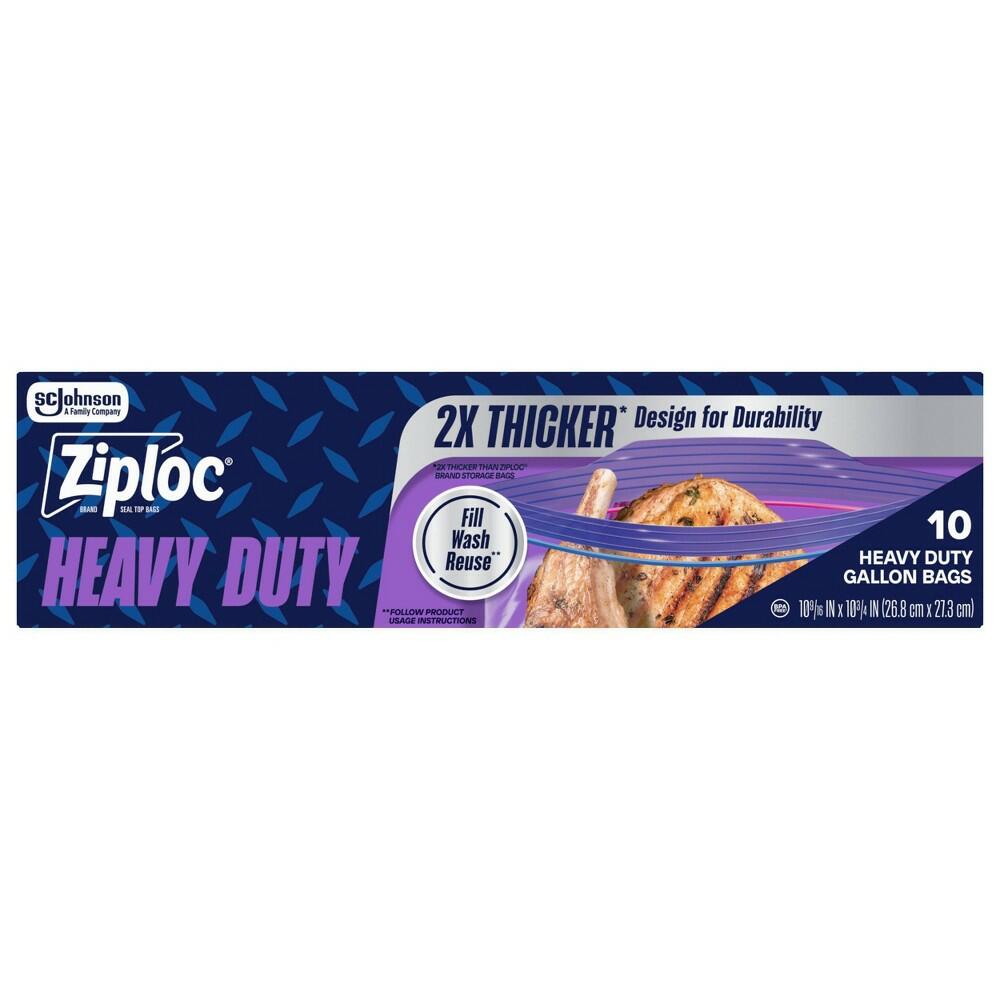 Ziploc Heavy Duty for Meal Prep Food Storage Gallon Bags - 10ct