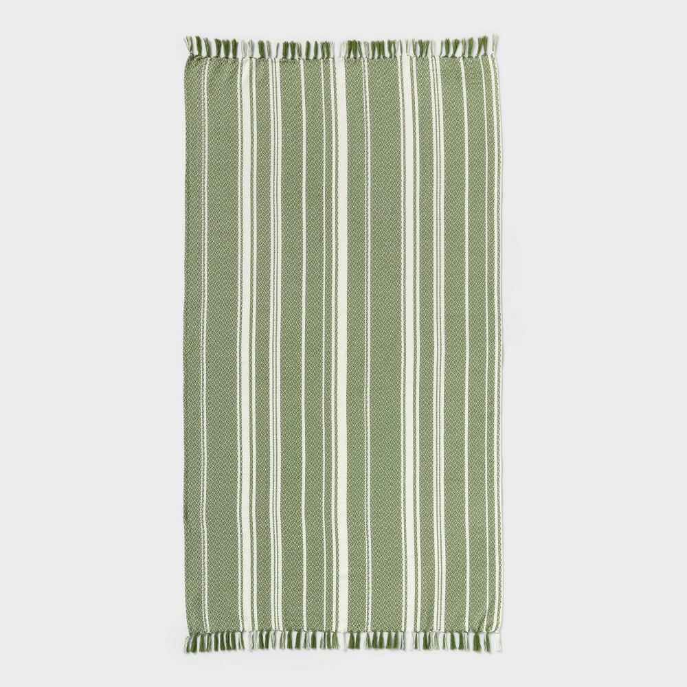 Green Striped Peshtemal Beach Towel 40"x72"