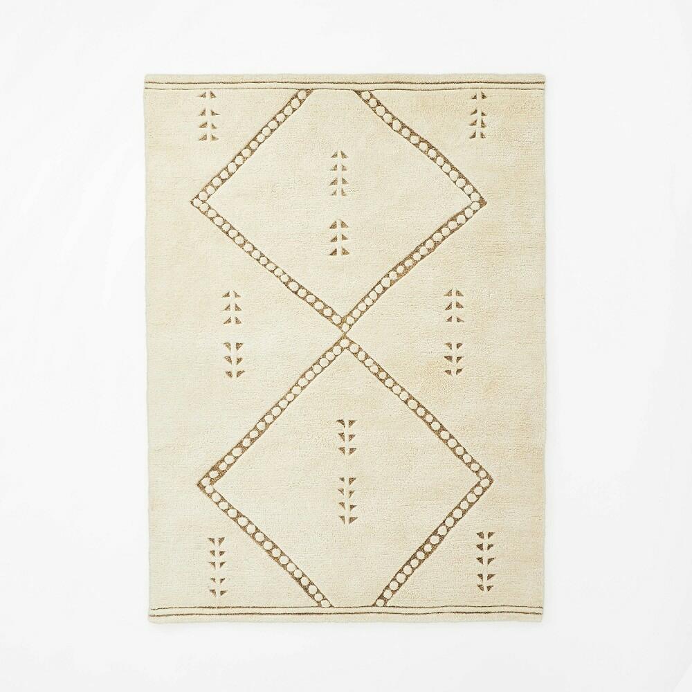 5'x7' Cedar Hills Plush Geo Print Rug Cream - Threshold