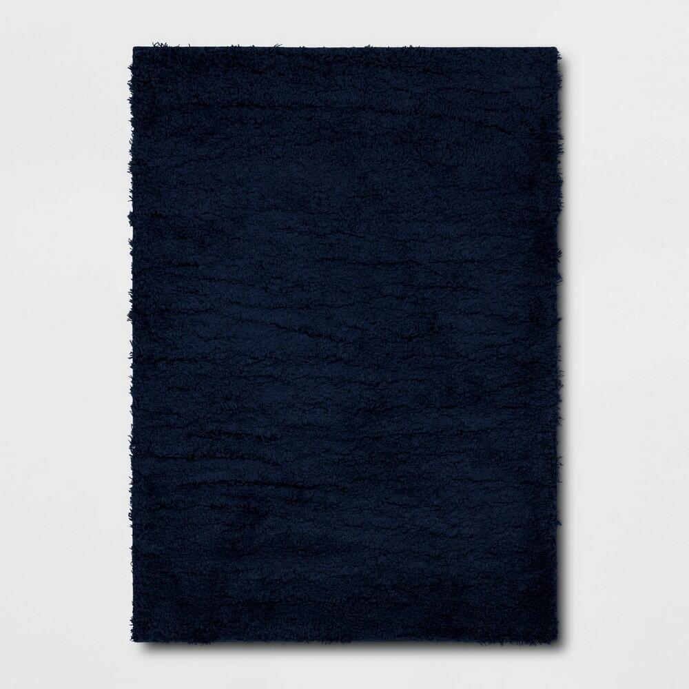4'x5'6" Solid Shag Accent Rug Navy - Room Essentials™
