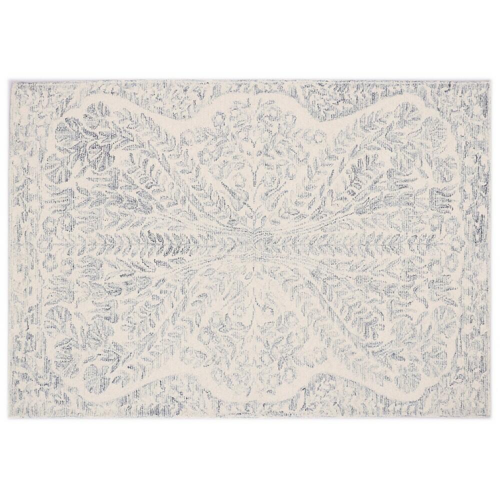 Raj 7'x10' Wool Tufted Bouquet Area Rug Blue
